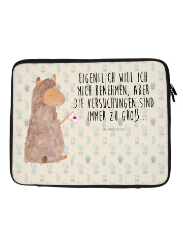 Mr. & Mrs. Panda Laptop Tasche Alpaka Fahne mit Spruch in Kaktus Grün