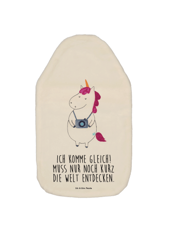 Mr. & Mrs. Panda Wärmflasche Einhorn Fotograf mit Spruch in Weiß
