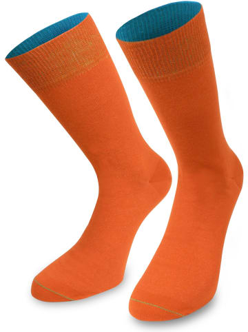 normani 1 Paar Socken Bi-Color in Orange/Türkis