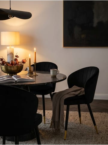 KADIMA DESIGN Esszimmerstuhl 2er Set Samt Küchenstuhl mit Metallbeinen, in Schwarz