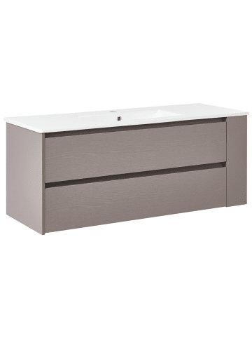 Beliani Badezimmerschrank mit Spiegel MANCORA in Beige/Weiß