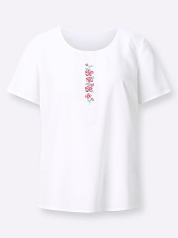 Sieh an! Kurzarm-Bluse in weiß-rot