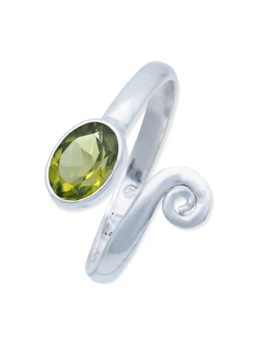 mantraroma 925er Silber - Ringe verstellbar mit Peridot facettiert