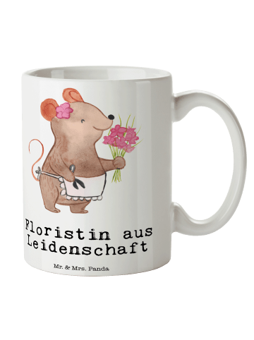 Mr. & Mrs. Panda Kaffeebecher Floristin Leidenschaft mit Spruch in Weiß