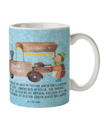 Mr. & Mrs. Panda Kindertasse Igel Maronen mit Spruch in Eisblau