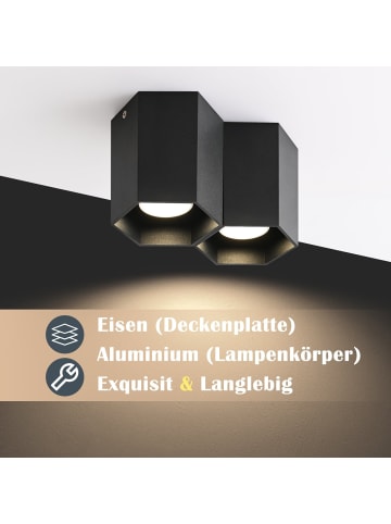 ZMH Deckenleuchte in Schwarz 2-flammige GU10 Modern aus Aluminium Aufbauspot