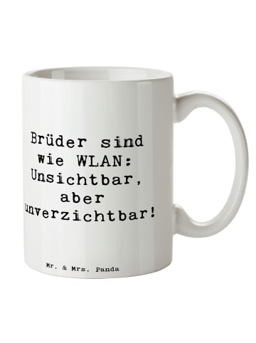 Mr. & Mrs. Panda Keramtiktasse Spruch Bruder WLAN mit Spruch in Weiß