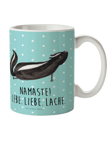 Mr. & Mrs. Panda Plastikbecher Stinktier Yoga mit Spruch in Türkis Pastell