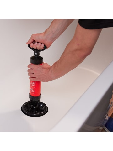 relaxdays Abflussreiniger Pumpe in Schwarz/ Rot