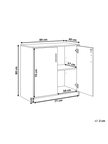 Beliani Büroschränke ZEHNA in Heller Holzfarbton/Schwarz - (W) 80 x (H) 80 x (L) 40 cm