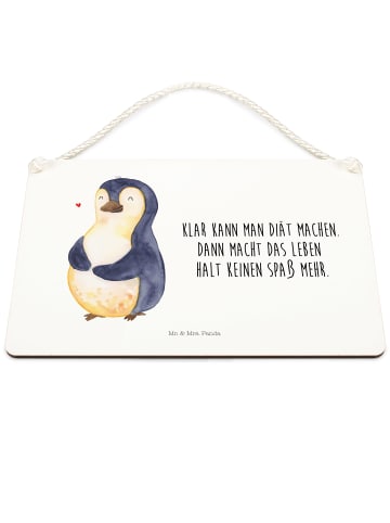 Mr. & Mrs. Panda Deko Schild Pinguin Diät mit Spruch in Weiß