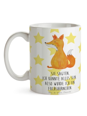 Mr. & Mrs. Panda Tasse Einhorn Fuchs mit Spruch in Weiß