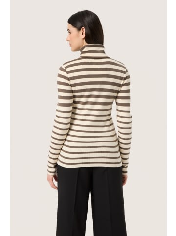 Soaked in Luxury Strickpullover SLSpina Slim fit in Morel and White Stripe