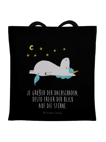 Mr. & Mrs. Panda Stoffbeutel Einhorn Sternenhimmel mit Spruch in Schwarz