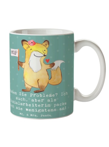 Mr. & Mrs. Panda Keramikbecher Sozialarbeiterin Probleme mit Spruch in Meeresbrise