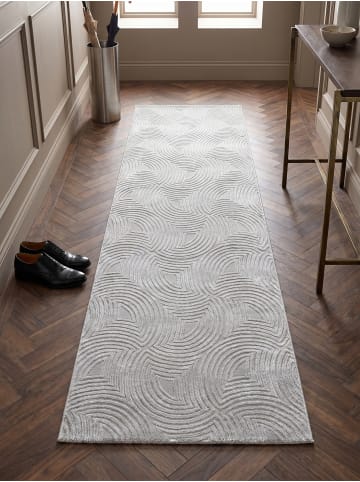 KADIMA DESIGN Teppich Kurzflor Waschbar 3D ILLER Strapazierfähig OEKO-TEX in Silber