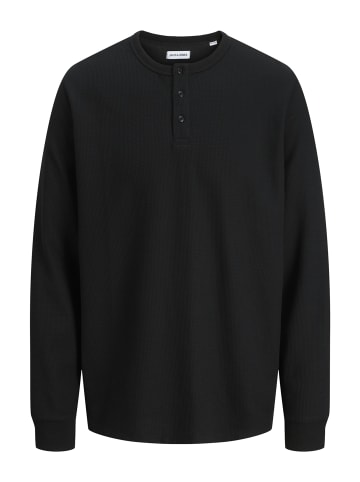 Jack & Jones Sweatshirt 'Dover Henley' in schwarz
