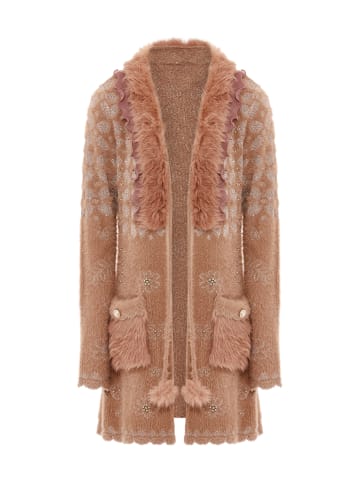 faina Damen Strickjacke in Dunkelrosa Rosa Gold