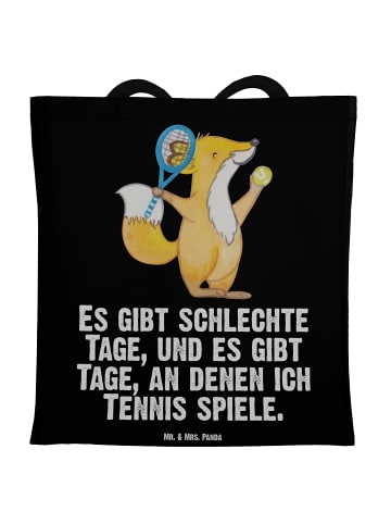 Mr. & Mrs. Panda Stoffbeutel Fuchs Tennis spielen mit Spruch in Schwarz