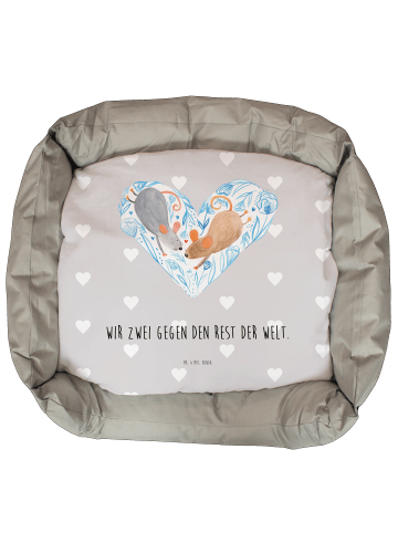 Mr. & Mrs. Panda Hundekörbchen Mäuse Herz mit Spruch in Grau Pastell