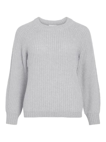 Vila Gemütlicher grob gestrickter Pullover mit Rundhalsausschnitt in Grau-2