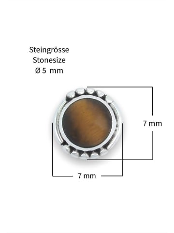 mantraroma 925er Silber - Ohrstecker (L) 7 x (B) 7 mm mit Tigerauge