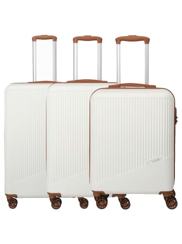 travelite Bali - 4-Rollen Trolley Set 3tlg. (weiß/cognac) in weiÃŸ/cognac