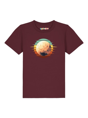 wat? Apparel T-Shirt Pluto Retro Sunset in Weinrot