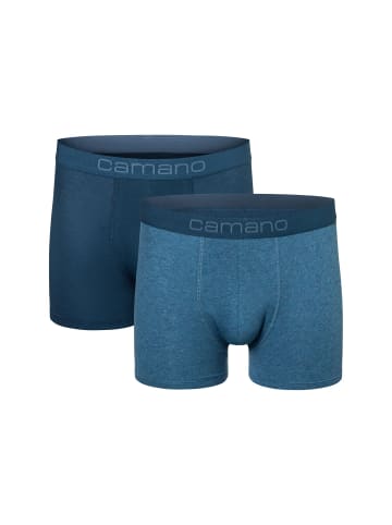 camano Boxershorts Unterhosen Herren elastischer Gummibund ohne Einschneiden Baumwolle Stretch hautfreundlich Atmungsaktiv 2er Pack comfort in blau mix