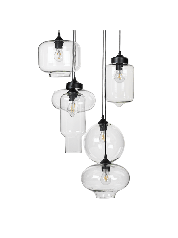 Beliani Pendelleuchten BEMBOKA in Transparent/Schwarz - (W) 40 x (H) 155 x (L) 26 cm