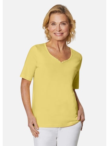 GOLDNER Kurzgröße:  T-Shirt Halbarm Basic-Shirt aus Baumwolle in margerite