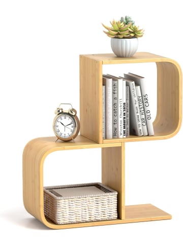 COSTWAY Bücherregal S-förmig 61 x 23 x 66,5 cm in Hellbraun