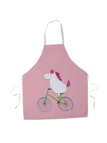 Mr. & Mrs. Panda Schürze Einhorn Radfahrer ohne Spruch in Rot Pastell