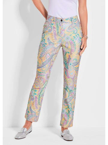 GOLDNER Kurzgröße:  Paisleyhose Elegante Hose LOUISA im Paisley-Muster in flieder / graugrün / gemustert
