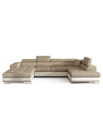 MF Design Rodri Recamiere Rechts in Beige -  (L) 202 x (B) 345 x (H) 90 cm
