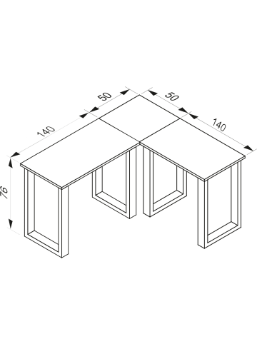 VCM  U Schreibtisch Eckschreibtisch L Form 190x190x50 in Schwarz / Sonoma-Eiche