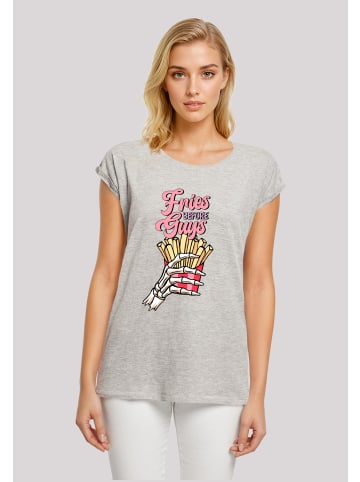 F4NT4STIC Extended Shoulder T-Shirt Anti Valentinstag Fries in grau meliert