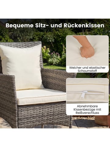 COSTWAY Polyrattan Gartenmöbel 3 tlg. Set in Beige