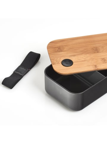 Zeller Lunchbox mit Fach in Schwarz, 19 x 12 x 7 cm