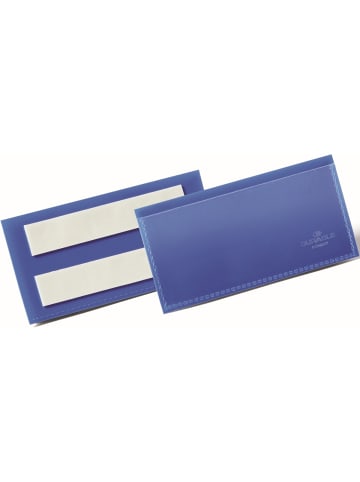 Durable Etikettentaschen selbstklebend 100x38mm blau Packung mit 50 Stück