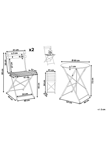 Beliani 3-tlg Bistro Set FIORI in Weiß