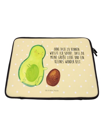 Mr. & Mrs. Panda Laptop Case Avocado Kern rollt mit Spruch in Gelb Pastell