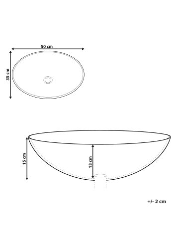 Beliani Waschbecken CALETE in Weiß - (W) 50 x (H) 15 x (L) 35 cm