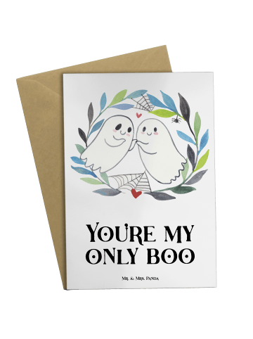 Mr. & Mrs. Panda Glückwunschkarte Gespenster  Liebe  mit Spruch in Weiß