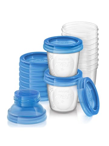 Philips Avent 22-tlg. Mehrwegbecher-Set für Muttermilch SCF618/10 in blau