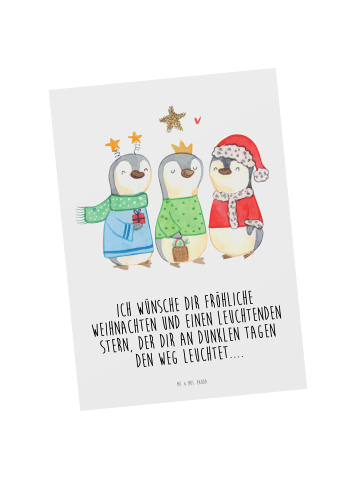 Mr. & Mrs. Panda Postkarte Winterzeit Heilige drei Könige mit Sp... in Weiß
