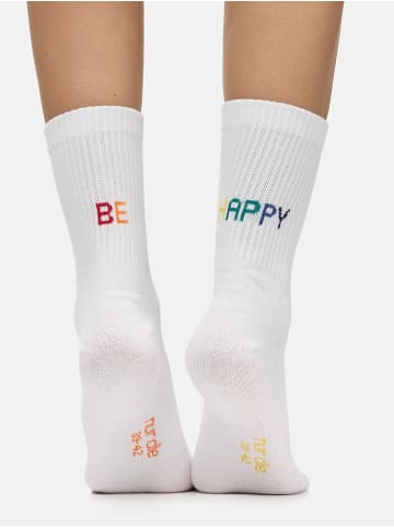 Nur Die  Freizeitsocken Good Vibes Motiv Statement Socken Tennissocken in Be Happy