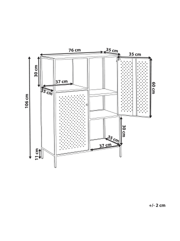 Beliani Büroschränke RAKAIA in Schwarz - (W) 76 x (H) 106 x (L) 35 cm