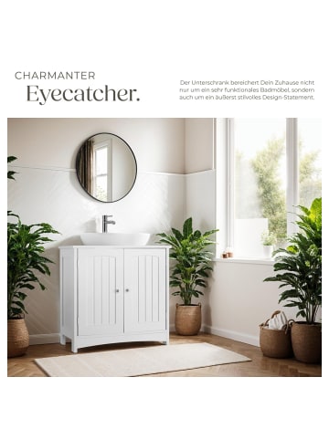 tectake Badezimmerschrank ohne Waschbecken, Belastbarkeit 35kg, 62 x 30 x 60cm