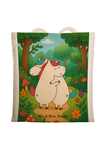 Mr. & Mrs. Panda Einkaufstasche Einhörner Umarmen Design ohne Sp... in Weiß